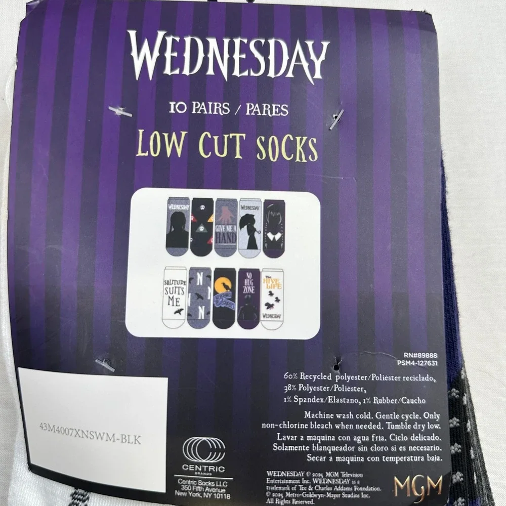 Wednesday Low Cut Socks 10 Pairs Girls Gothic Graphic‎ 4-10